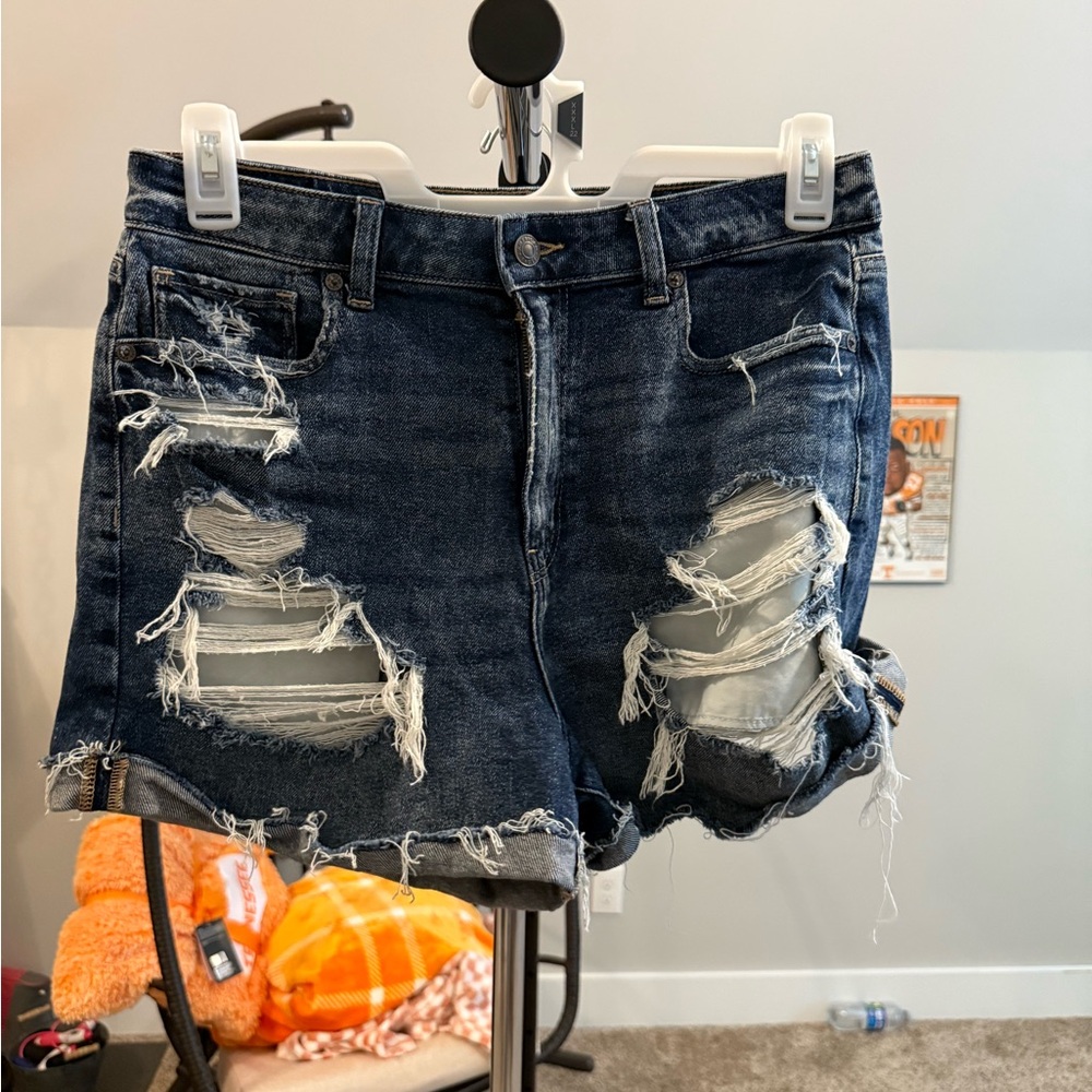 American Eagle Outfitters Blue High-Waisted Jean Shorts